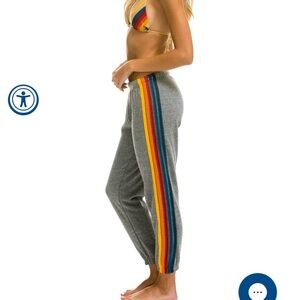 Aviator Nation 5 Stripe Sweatpants - Heather Grey